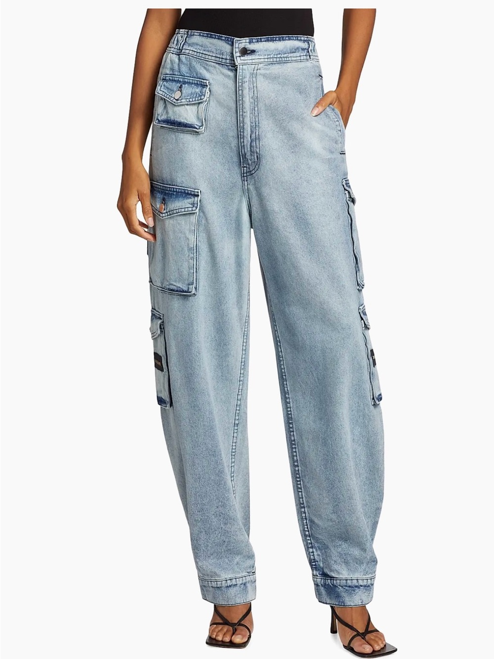 New EB Denim Carry Over Wide-Leg Denim Cargo pants women’s SZ 27 ($419)